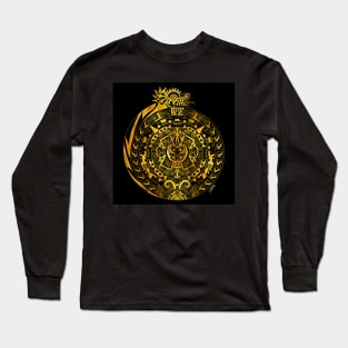 solatzo the dragon god in the calendar sun in quetzalcoatl art Long Sleeve T-Shirt